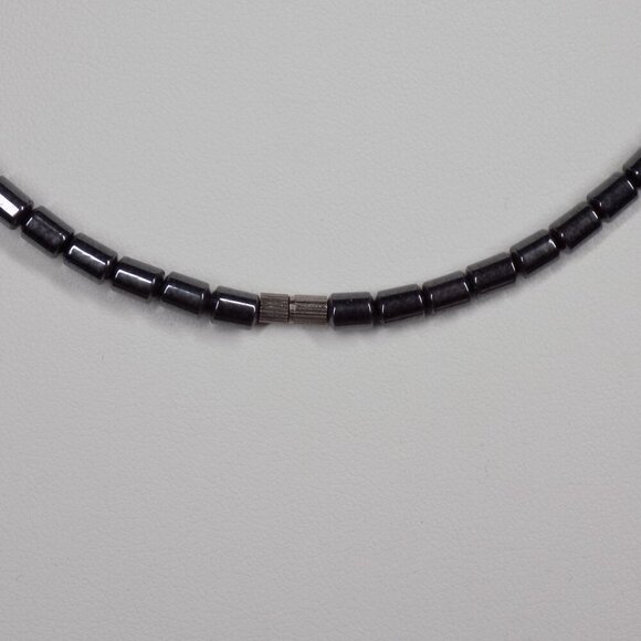 Vintage Hematite Necklace Orange Stones Barrel Clasp Matching Bracelet Set - Picture 5 of 7